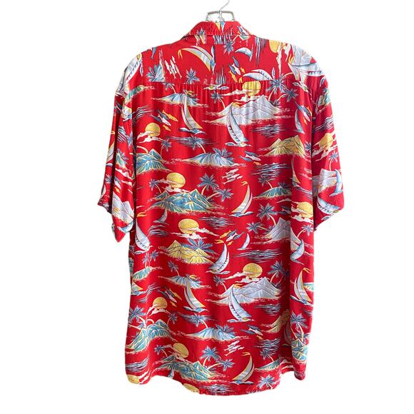 VISITOR Men's Size XL Hawaiian Shirt Short Sleeves Button Down Palm Trees - Picture 10 of 10